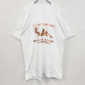 古着 used　半袖プリントTシャツ　レトロデザイン　ヴィンテージ　クルーネック　シングルステッチ　90s　白　ホワイト