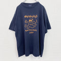 古着 used 　半袖プリントTシャツ　2001　クラスT　両面プリント　紺　ネイビー　クルーネック　レトロデザイン　Mサイズ