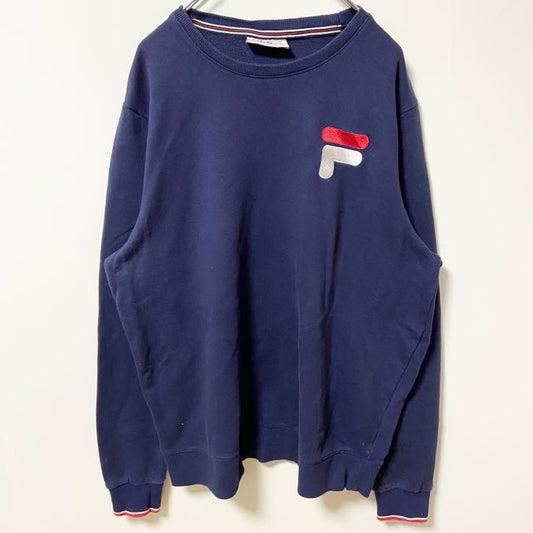 FILA　フィラ　スウェット/トレーナー　刺繍ロゴ　デカロゴ　ワンポイント　スポーツミックス　紺　ネイビー　XLサイズ