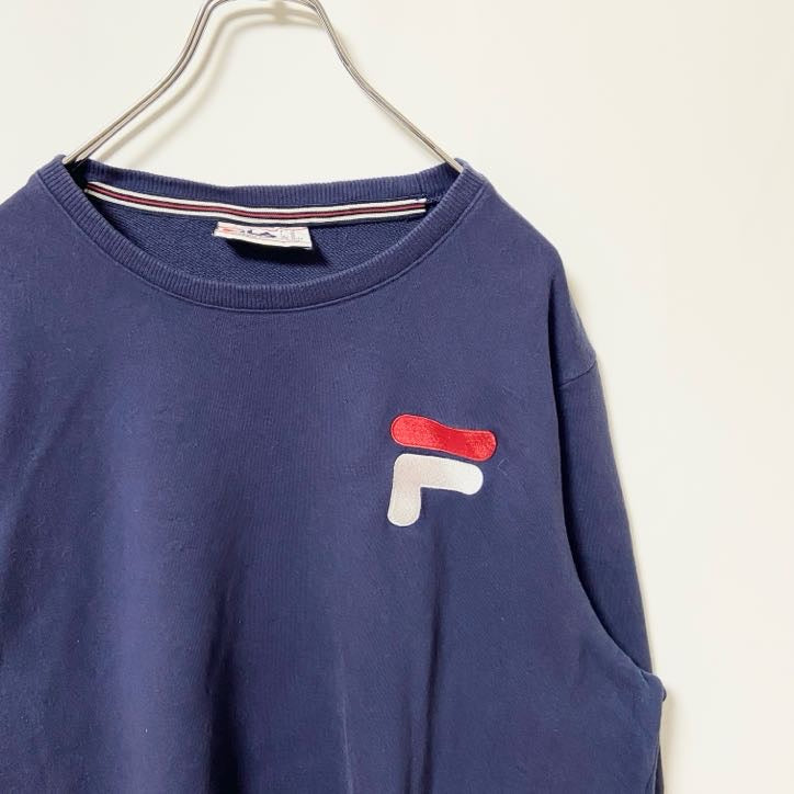 FILA　フィラ　スウェット/トレーナー　刺繍ロゴ　デカロゴ　ワンポイント　スポーツミックス　紺　ネイビー　XLサイズ