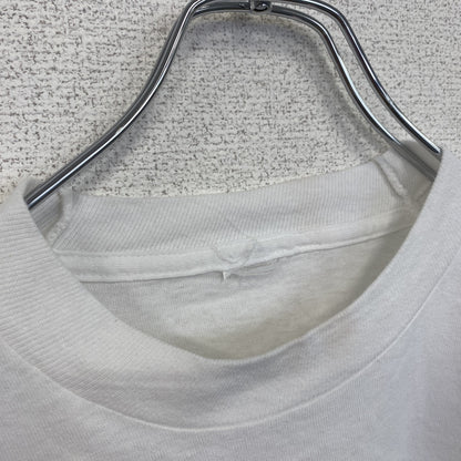 古着 used　半袖プリントTシャツ　レトロデザイン　ヴィンテージ　クルーネック　シングルステッチ　90s　白　ホワイト