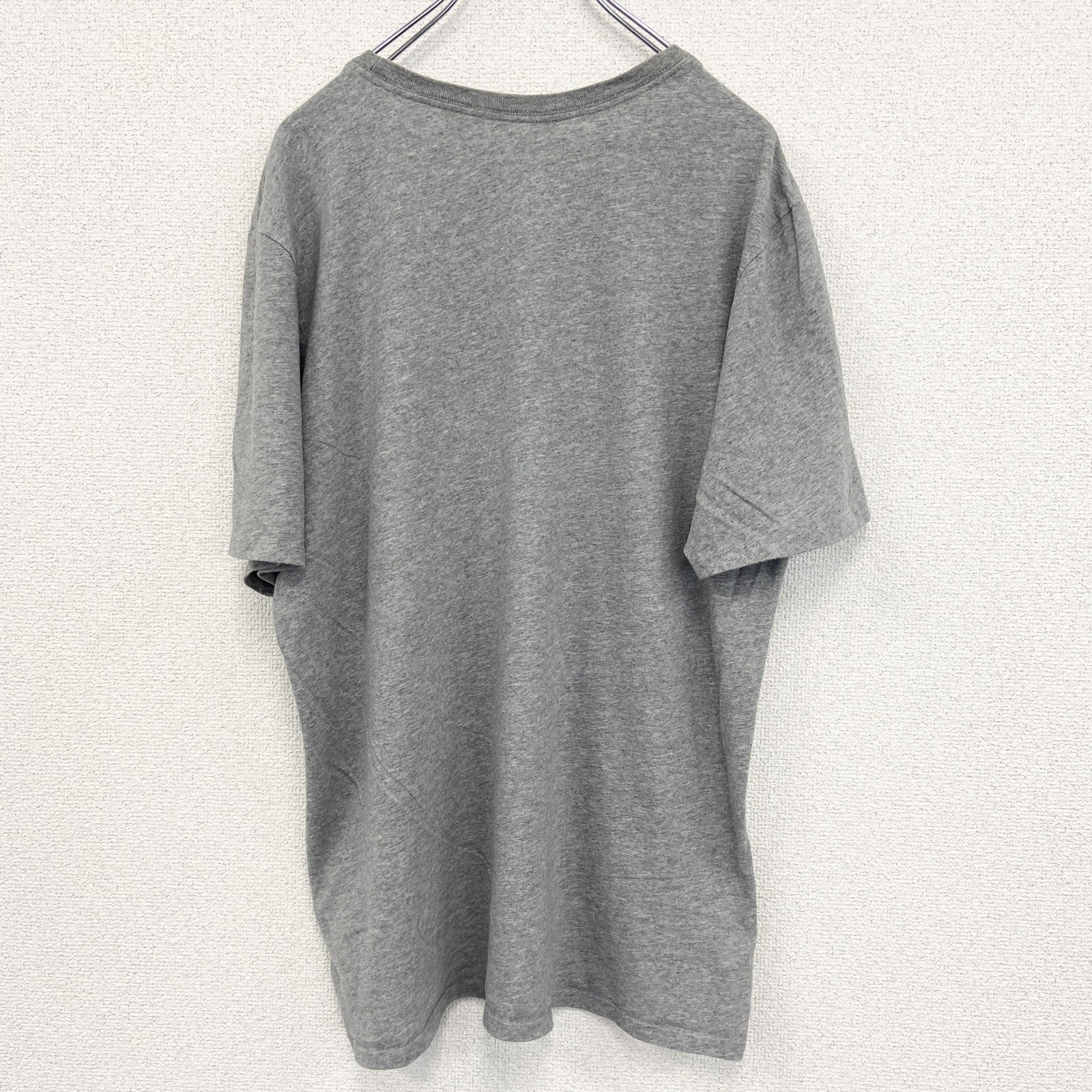 古着 used　NIKE ナイキ　半袖プリントTシャツ　カジュアルデザイン　スウッシュロゴ　グレー　クルーネック　XLサイズ