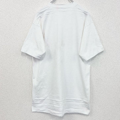 古着 used　半袖プリントTシャツ　レトロデザイン　ヴィンテージ　クルーネック　シングルステッチ　90s　白　ホワイト