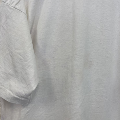 古着 used　半袖プリントTシャツ　レトロデザイン　ヴィンテージ　クルーネック　シングルステッチ　90s　白　ホワイト