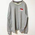 古着 used　FILA フィラ　長袖ワンポイントロゴ刺繍スウェット　トレーナー　グレー　クルーネック　秋冬服　XLサイズ