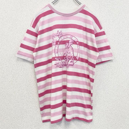古着 used　半袖プリントTシャツ　レトロデザイン　クルーネック　シングルステッチ　ヴィンテージ　ボーダー　バハマ　ピンク