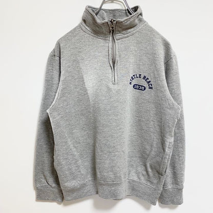 古着 used　COASTALSWELL　長袖ハーフジップスウェット　トレーナー　ワンポイント　マートルビーチ　グレー　Sサイズ