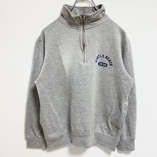 古着 used　COASTALSWELL　長袖ハーフジップスウェット　トレーナー　ワンポイント　マートルビーチ　グレー　Sサイズ