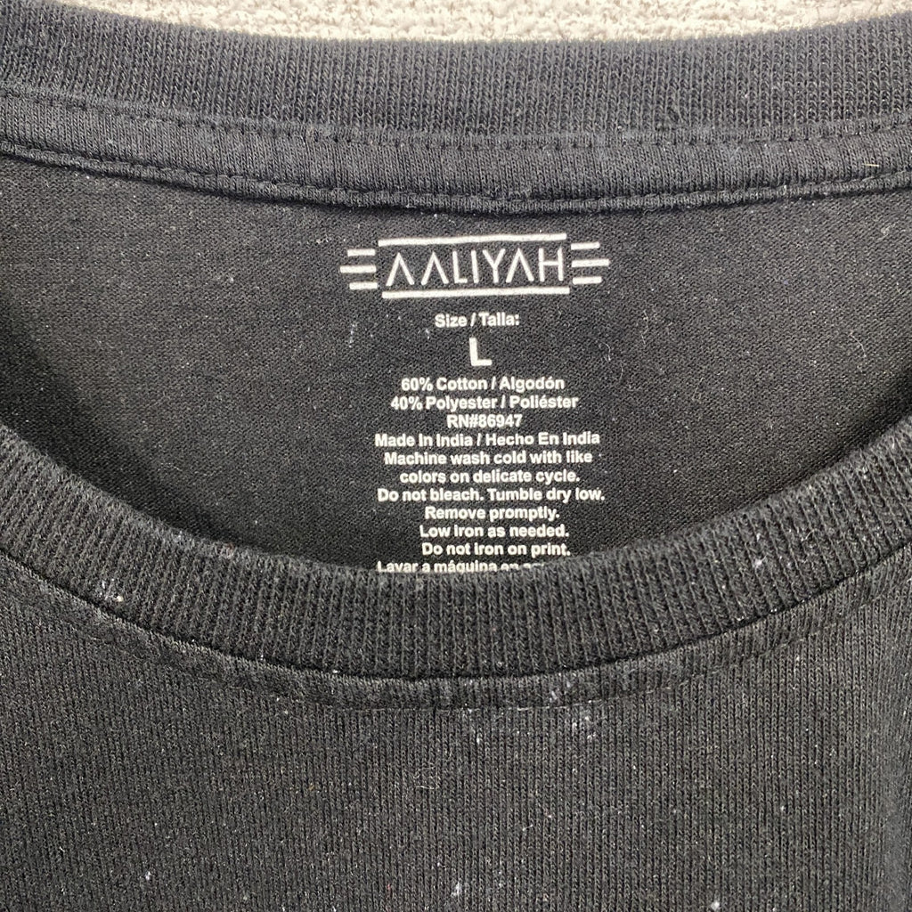 古着 used 　半袖音楽プリントTシャツ　アリーヤ　ヒップホップ　クルーネック　黒　ブラック　レトロデザイン　Lサイズ