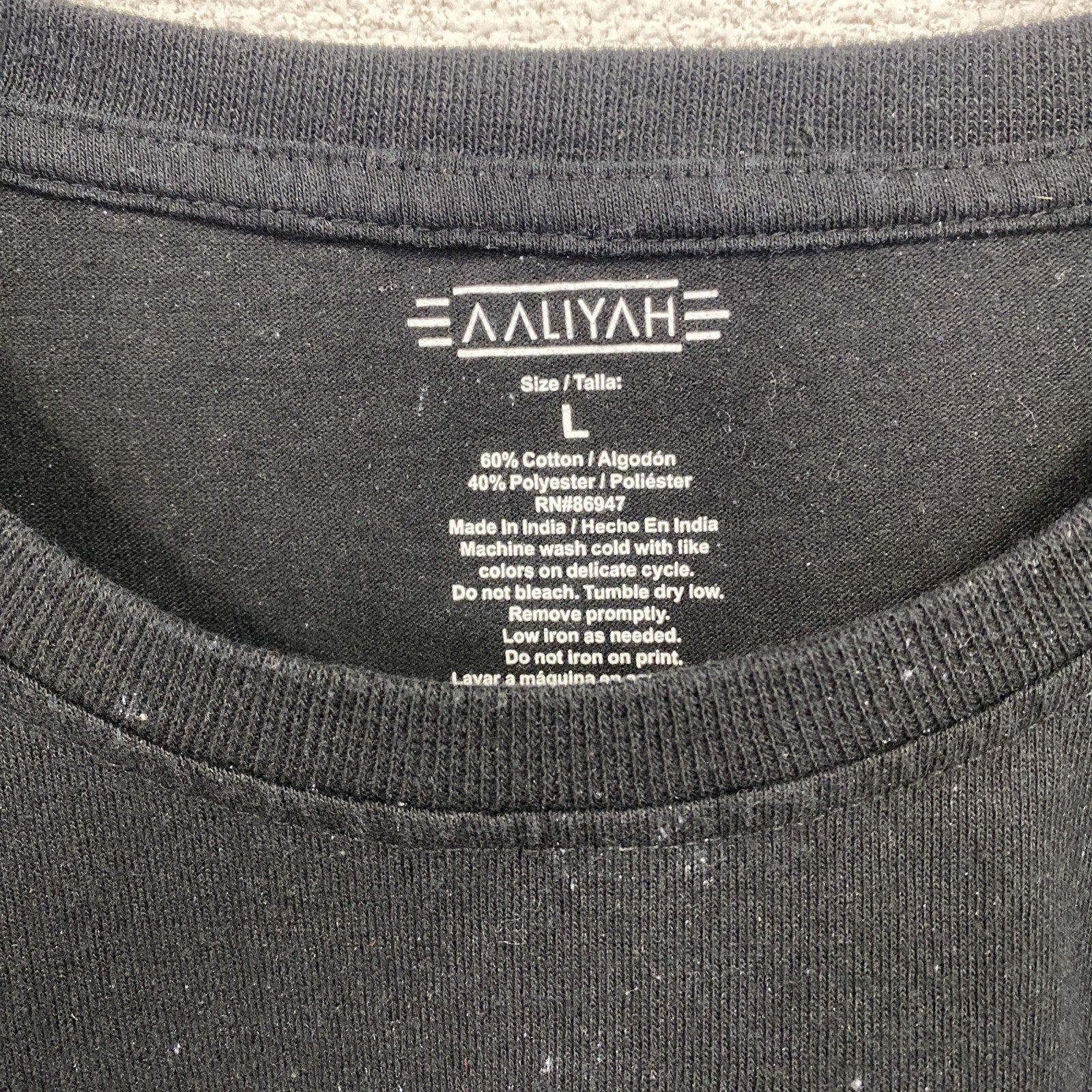 古着 used 　半袖音楽プリントTシャツ　アリーヤ　ヒップホップ　クルーネック　黒　ブラック　レトロデザイン　Lサイズ