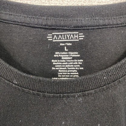 古着 used 　半袖音楽プリントTシャツ　アリーヤ　ヒップホップ　クルーネック　黒　ブラック　レトロデザイン　Lサイズ