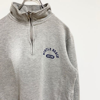 古着 used　COASTALSWELL　長袖ハーフジップスウェット　トレーナー　ワンポイント　マートルビーチ　グレー　Sサイズ