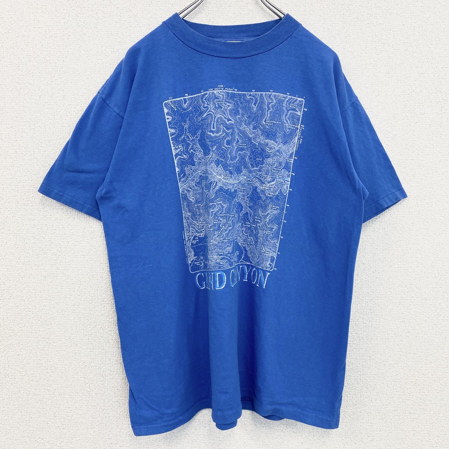 古着 used　半袖プリントTシャツ　レトロデザイン　クルーネック　シングルステッチ　グランドキャニオン　青　ブルー　Lサイズ