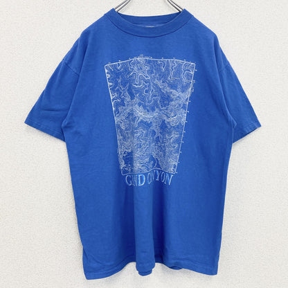 古着 used　半袖プリントTシャツ　レトロデザイン　クルーネック　シングルステッチ　グランドキャニオン　青　ブルー　Lサイズ