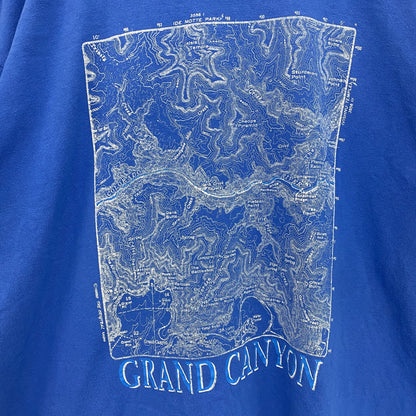 古着 used　半袖プリントTシャツ　レトロデザイン　クルーネック　シングルステッチ　グランドキャニオン　青　ブルー　Lサイズ