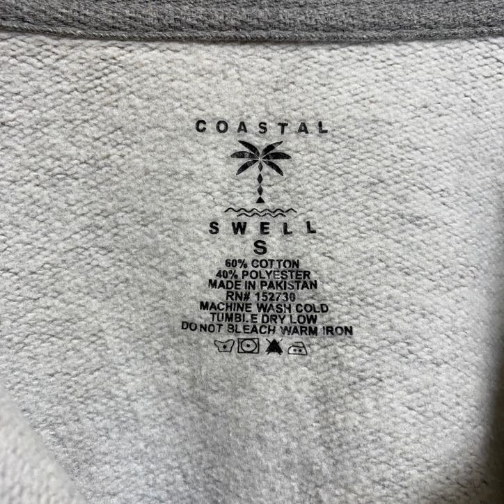 古着 used　COASTALSWELL　長袖ハーフジップスウェット　トレーナー　ワンポイント　マートルビーチ　グレー　Sサイズ