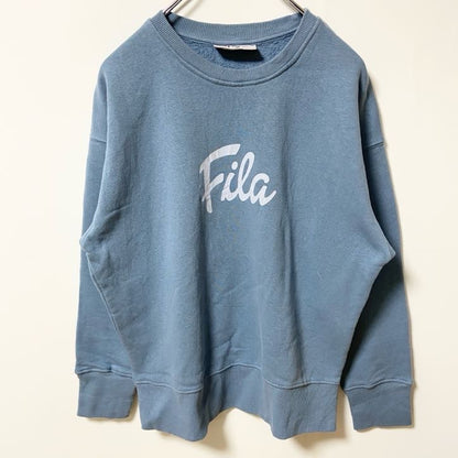 FILA　フィラ　スウェット/トレーナー　デカロゴ　ワンポイント　クルーネック　水色　ブルー　Sサイズ