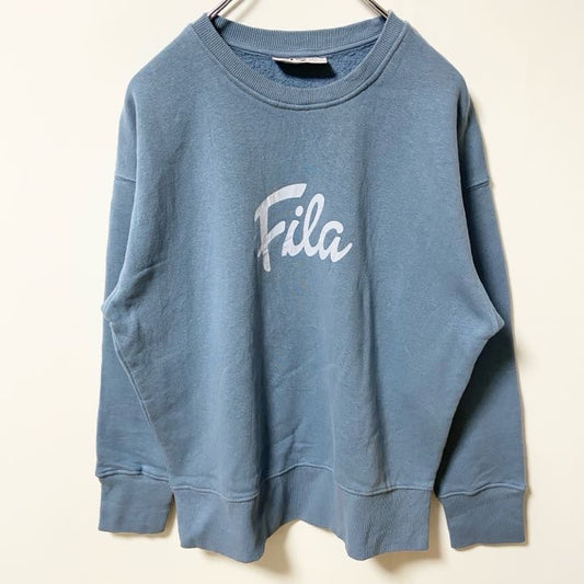 FILA　フィラ　スウェット/トレーナー　デカロゴ　ワンポイント　クルーネック　水色　ブルー　Sサイズ