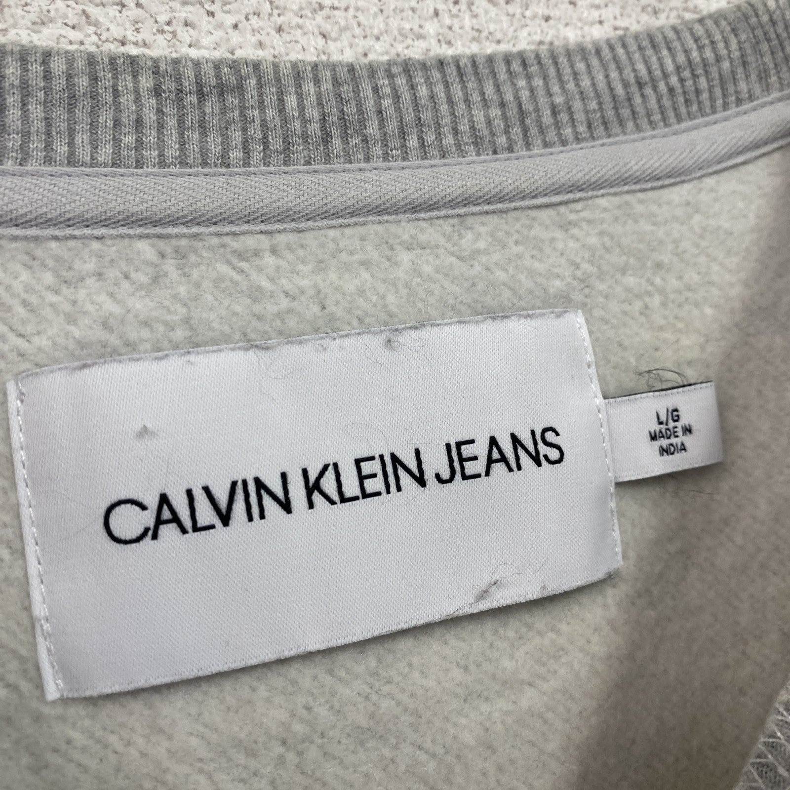 CALVIN KLEIN JEANS　カルバンクラインジーンズ　スウェット/トレーナー　デカロゴ　灰色　霜降りグレー　Lサイズ