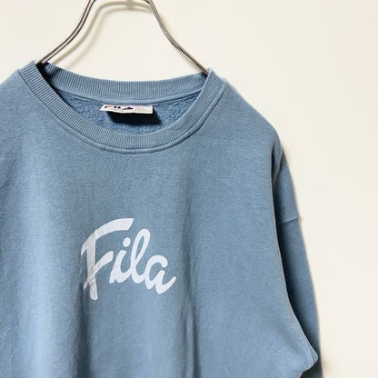 FILA　フィラ　スウェット/トレーナー　デカロゴ　ワンポイント　クルーネック　水色　ブルー　Sサイズ