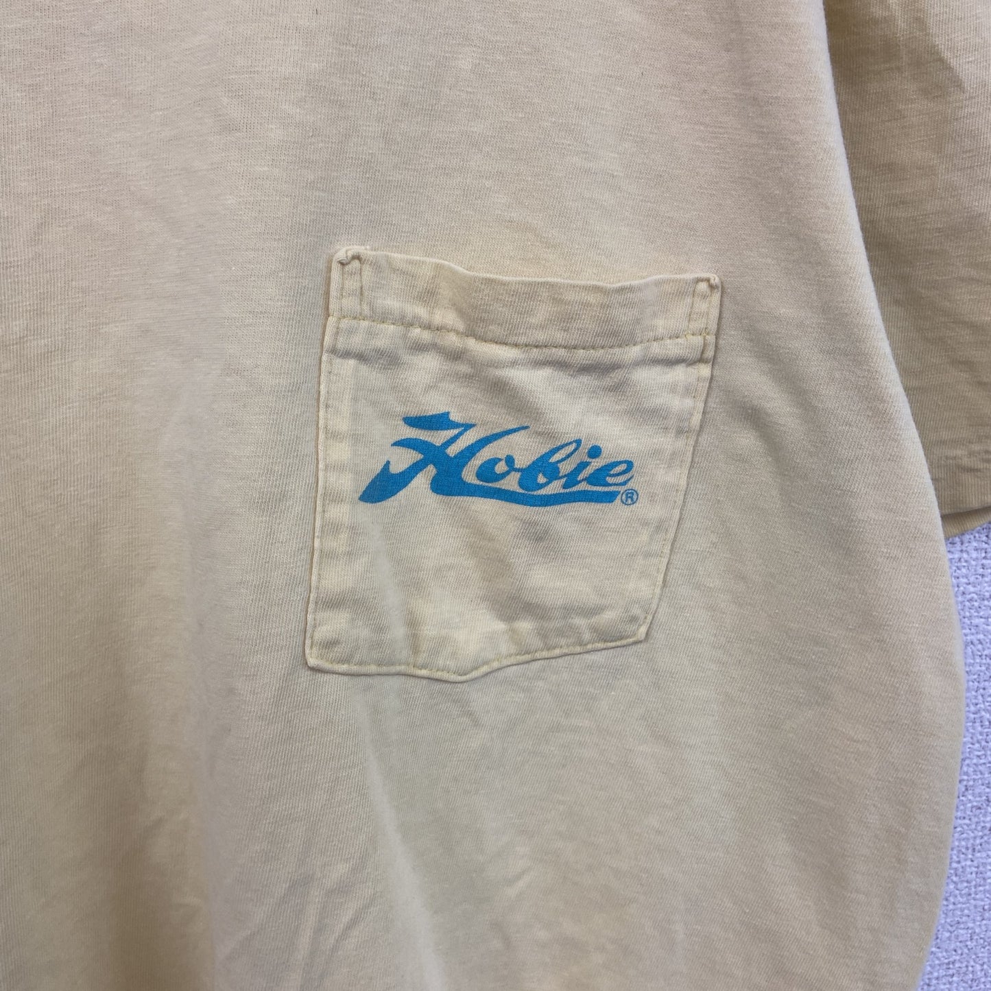 古着 used　HOBIE HEAVY　半袖ポケットTシャツ　80s　USA製　シングルステッチ　黄　イエロー　XLサイズ