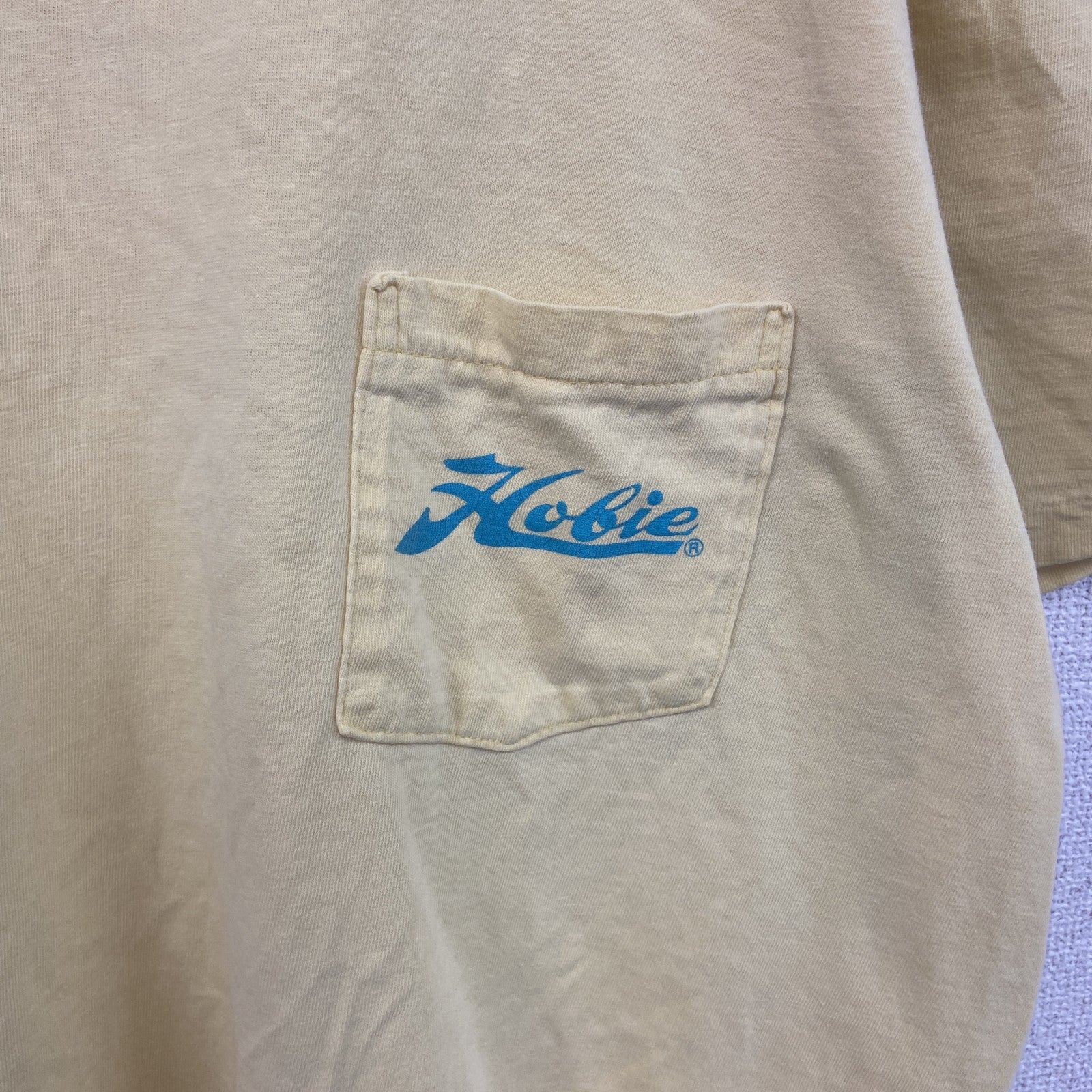 古着 used　HOBIE HEAVY　半袖ポケットTシャツ　80s　USA製　シングルステッチ　黄　イエロー　XLサイズ