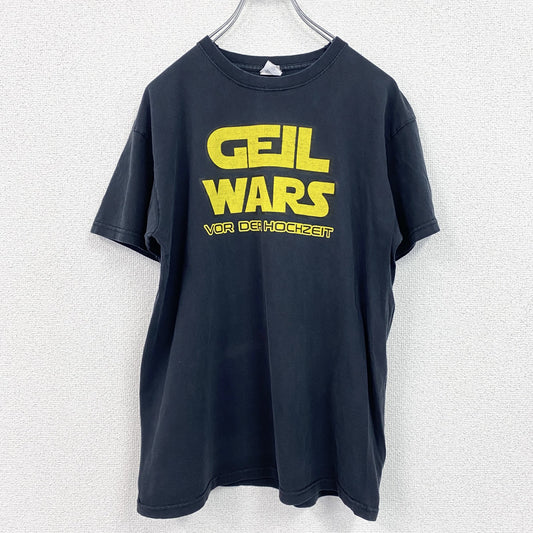 古着 used 　フルーツオブザルーム　半袖プリントTシャツ　オマージュ　黒　ブラック　クルーネック　レトロデザイン　Mサイズ