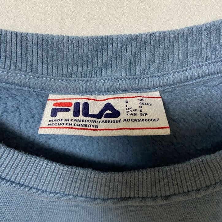FILA　フィラ　スウェット/トレーナー　デカロゴ　ワンポイント　クルーネック　水色　ブルー　Sサイズ