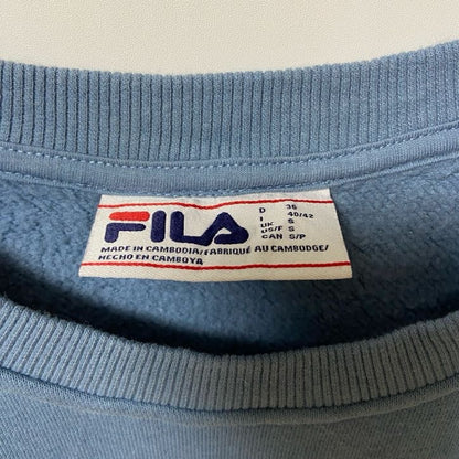 FILA　フィラ　スウェット/トレーナー　デカロゴ　ワンポイント　クルーネック　水色　ブルー　Sサイズ