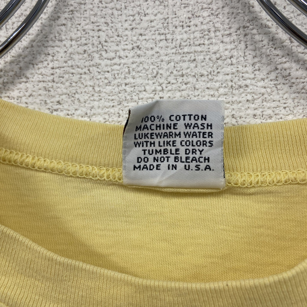 古着 used　HOBIE HEAVY　半袖ポケットTシャツ　80s　USA製　シングルステッチ　黄　イエロー　XLサイズ