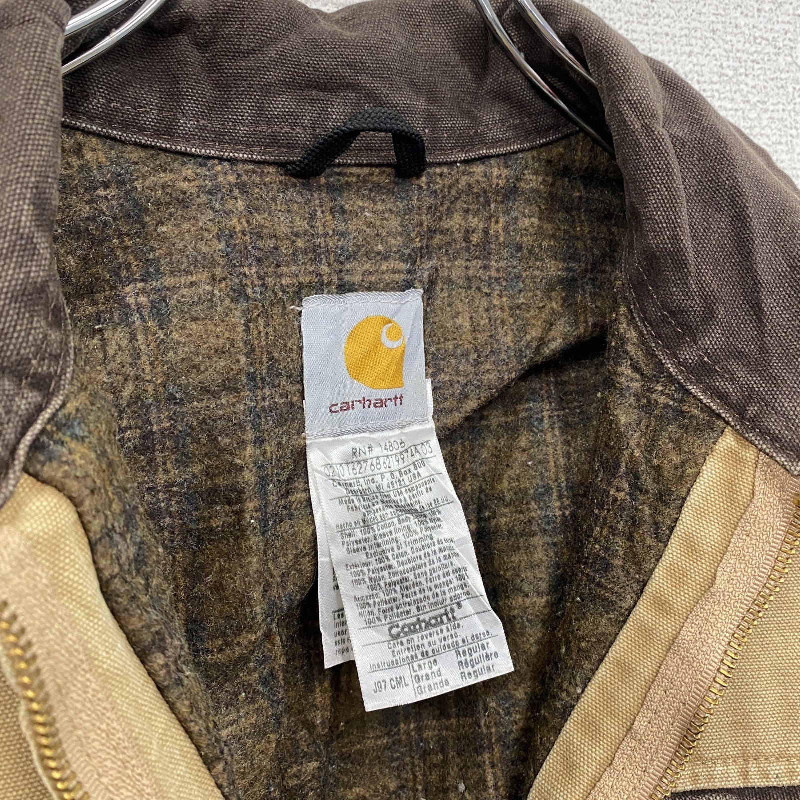 Carhartt　カーハート　デトロイトジャケット　フルジップダックジャケット　ブランケットライナー　茶色　ブラウン　Lサイズ