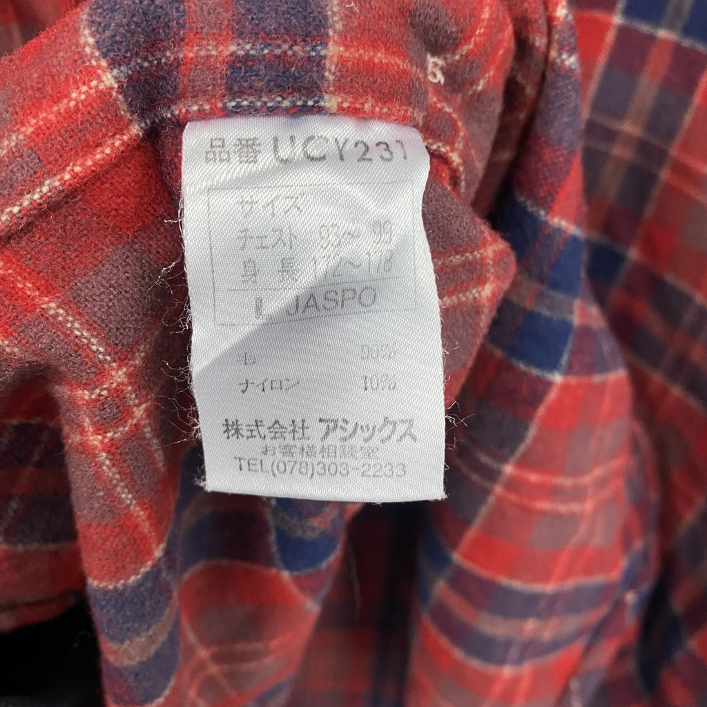TARAS BOULBA　タラスブルバ　asics　アシックス　長袖シャツ　チェック柄　赤　レッド　Lサイズ　古着