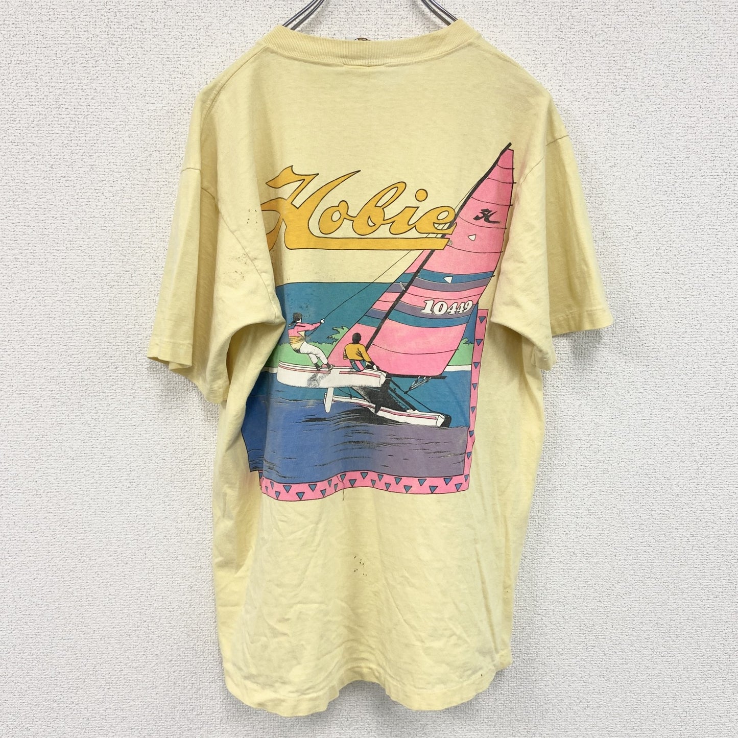 古着 used　HOBIE HEAVY　半袖ポケットTシャツ　80s　USA製　シングルステッチ　黄　イエロー　XLサイズ