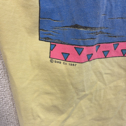 古着 used　HOBIE HEAVY　半袖ポケットTシャツ　80s　USA製　シングルステッチ　黄　イエロー　XLサイズ