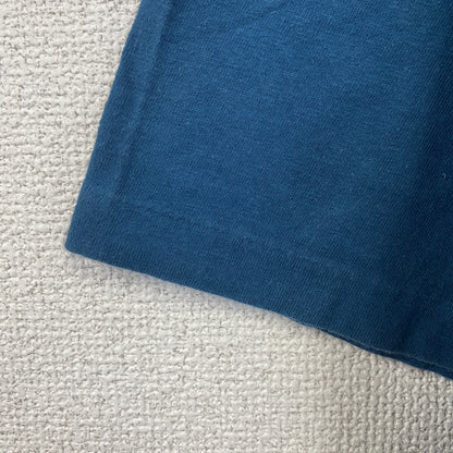 古着 used　半袖プリントTシャツ　レトロデザイン　クルーネック　シングルステッチ　90s　無地　シンプル　紺　Lサイズ