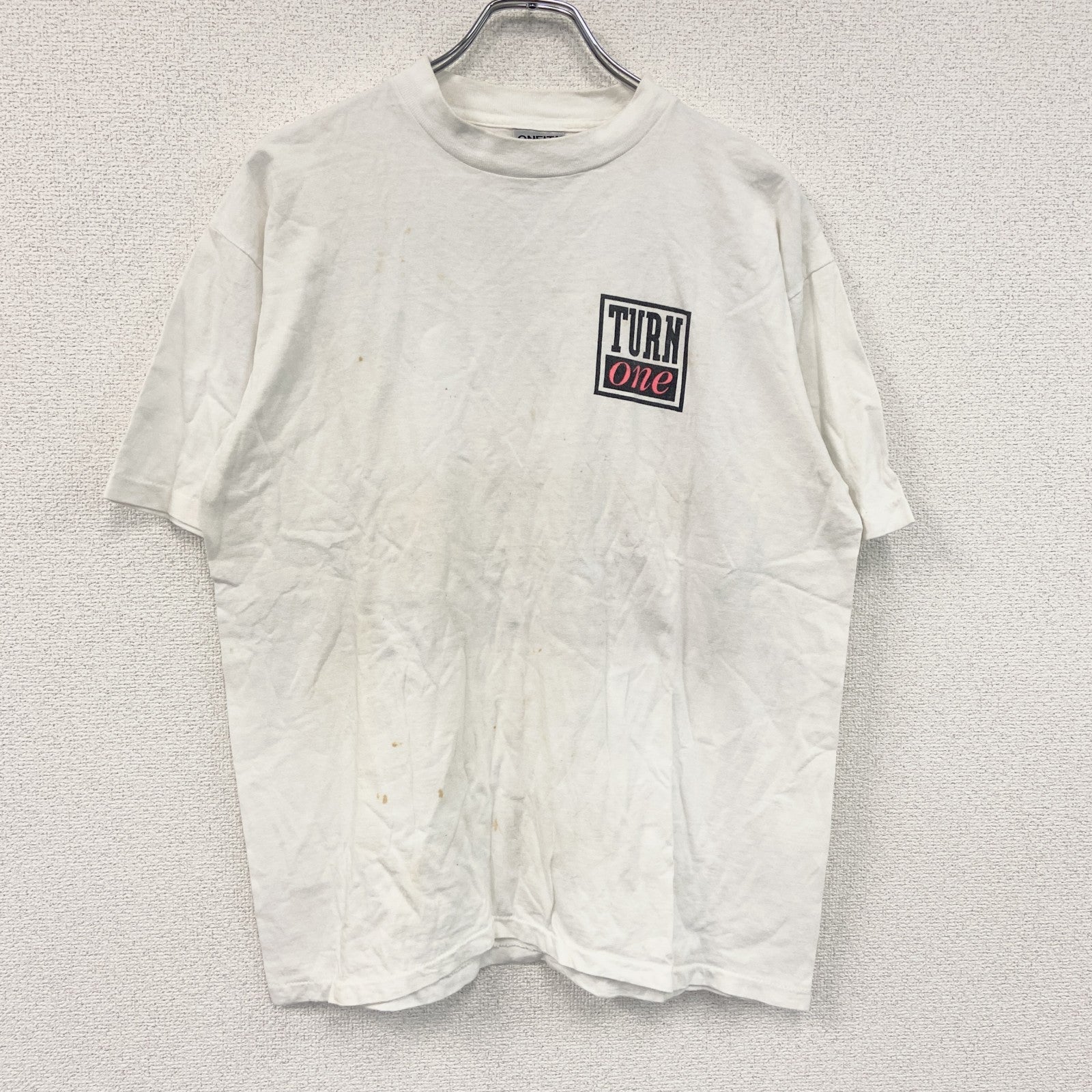 ONEITA　TURN ONE　半袖プリントTシャツ　白　ホワイト　Lサイズ