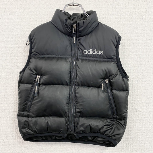 90s　adidas　アディダス　デサント　フルジップダウンベスト　ヴィンテージ　黒　ブラック　140サイズ