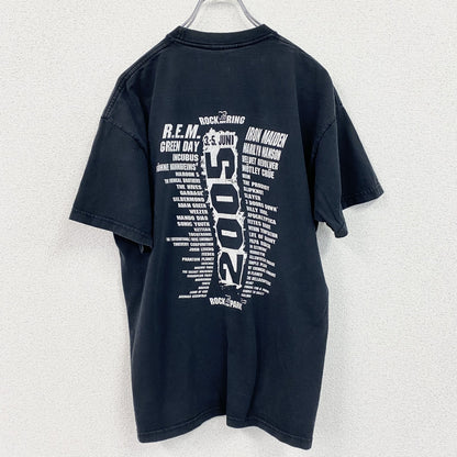古着 used 　半袖音楽プリントTシャツ　フェスT　ロックアムリング　黒　ブラック　クルーネック　ロック　Lサイズ