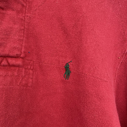 ～00s　POLO by RALPH LAUREN　ラルフローレン　長袖ポロシャツ　比翼仕立て　ヴィンテージ　赤　レッド
