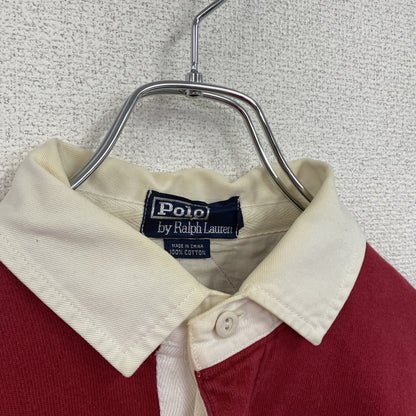～00s　POLO by RALPH LAUREN　ラルフローレン　長袖ポロシャツ　比翼仕立て　ヴィンテージ　赤　レッド