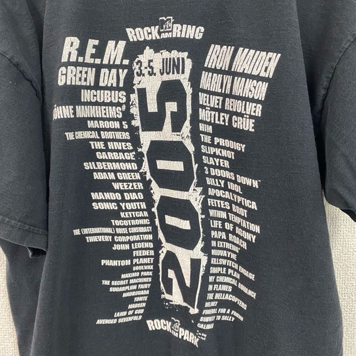 古着 used 　半袖音楽プリントTシャツ　フェスT　ロックアムリング　黒　ブラック　クルーネック　ロック　Lサイズ