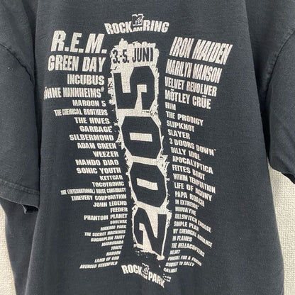 古着 used 　半袖音楽プリントTシャツ　フェスT　ロックアムリング　黒　ブラック　クルーネック　ロック　Lサイズ