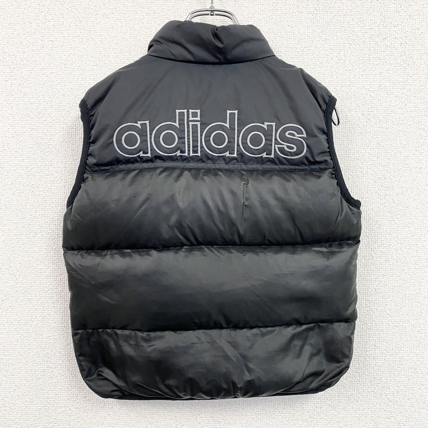 90s　adidas　アディダス　デサント　フルジップダウンベスト　ヴィンテージ　黒　ブラック　140サイズ