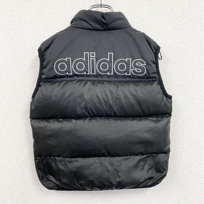 90s　adidas　アディダス　デサント　フルジップダウンベスト　ヴィンテージ　黒　ブラック　140サイズ