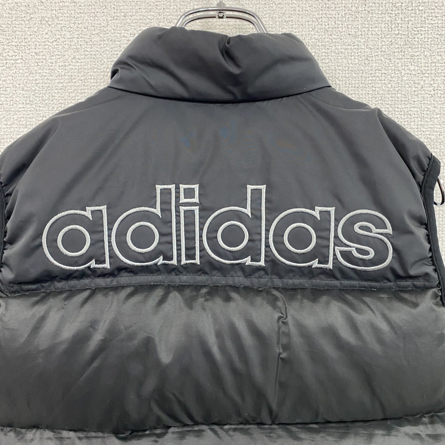 90s　adidas　アディダス　デサント　フルジップダウンベスト　ヴィンテージ　黒　ブラック　140サイズ