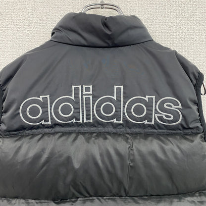 90s　adidas　アディダス　デサント　フルジップダウンベスト　ヴィンテージ　黒　ブラック　140サイズ