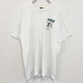 古着 used　半袖プリントTシャツ　レトロデザイン　クルーネック　シングルステッチ　90s　ヴィンテージ　白　ホワイト　Lサイズ