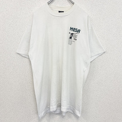 古着 used　半袖プリントTシャツ　レトロデザイン　クルーネック　シングルステッチ　90s　ヴィンテージ　白　ホワイト　Lサイズ