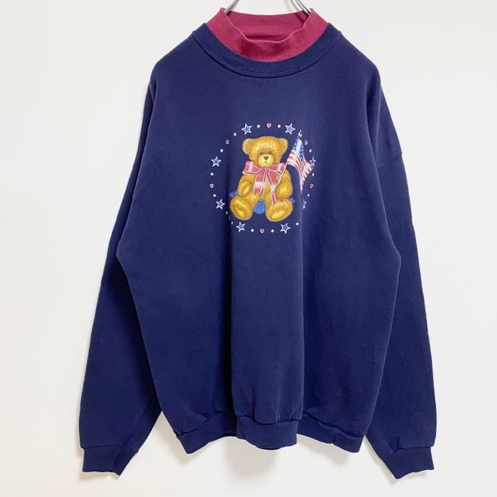 ～90s　Endless Designs　アニマルプリントスウェット/トレーナー　ネイビー　XLサイズ