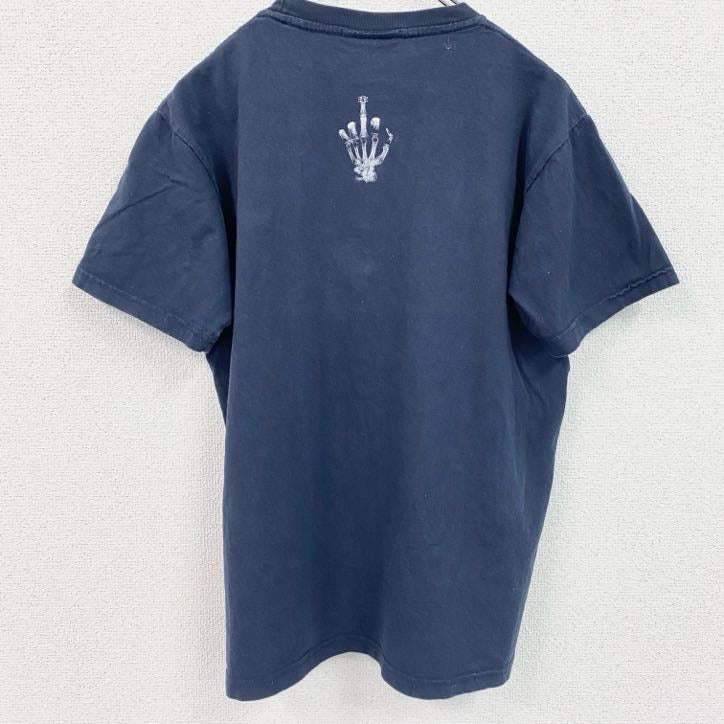 古着 used 　半袖プリントTシャツ　中指　レントゲン　骨　100%コットン　黒　ブラック　クルーネック　Mサイズ